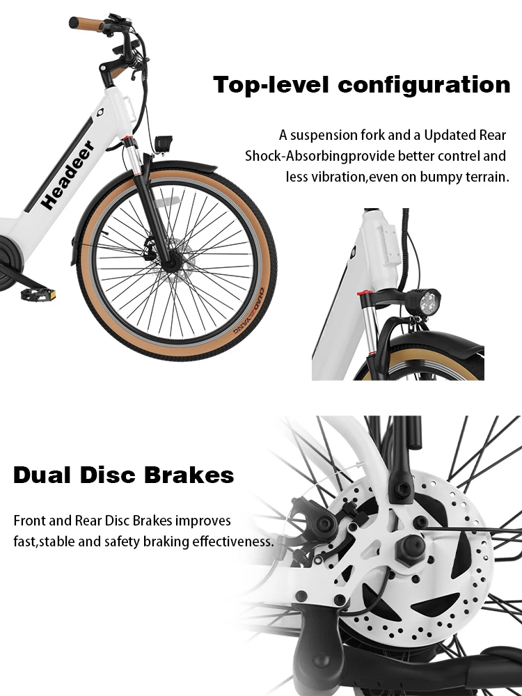 HEADEER BD26195 Elektrofahrrad 350W Bürstenloser Motor 48V11.5AH Lithium-Akku Erwachsenen-Elektrofahrrad 26 Zoll Reifen City-E-Bike – Detail 5