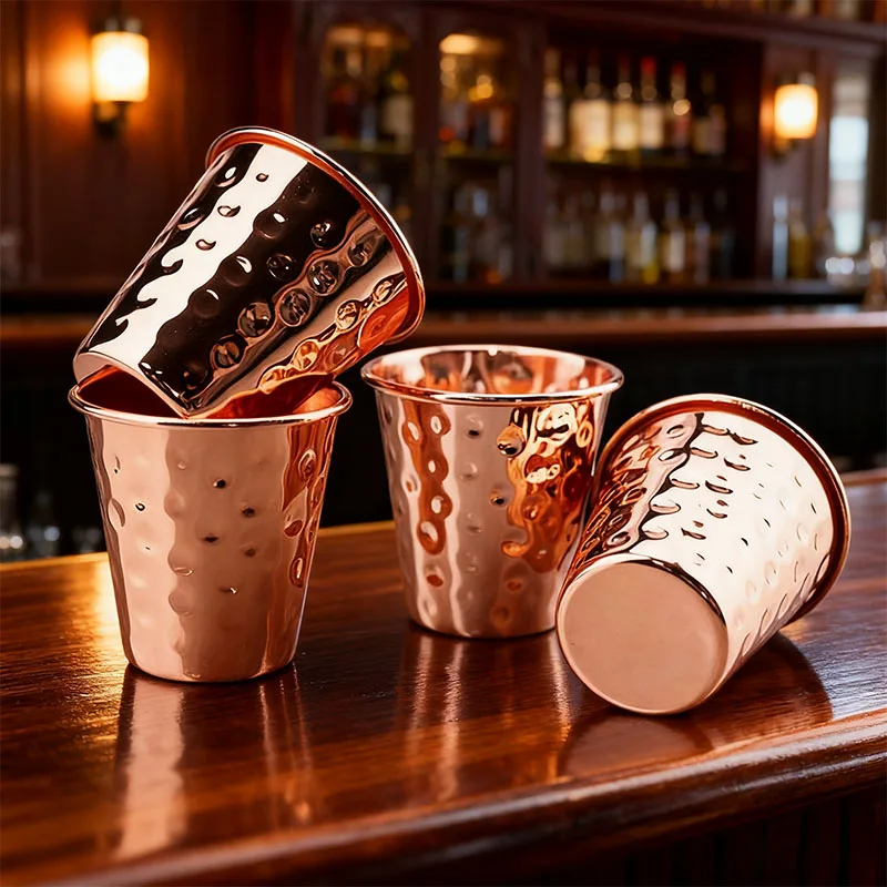 New 100% Copper Cups Pure Solid  Moscow Mule PURE Copper Mugs-Shaped 2oz Cocktail Cups Beer Cup Milk Mug Drinkware