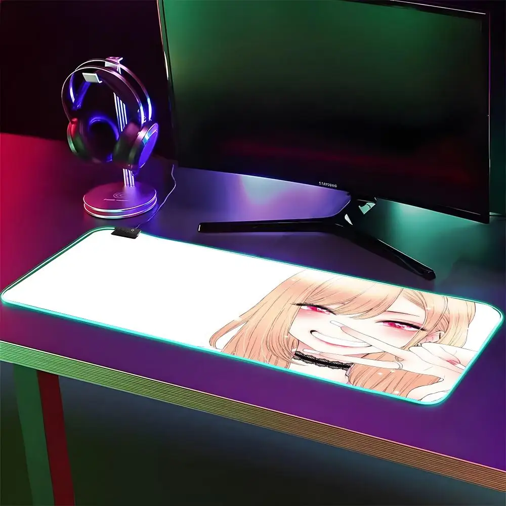 Marin Kitagawa Mouse Pad RGB Gaming Mouse Pad Desk Mat HD Gamer Large LED Light XXL MousePads