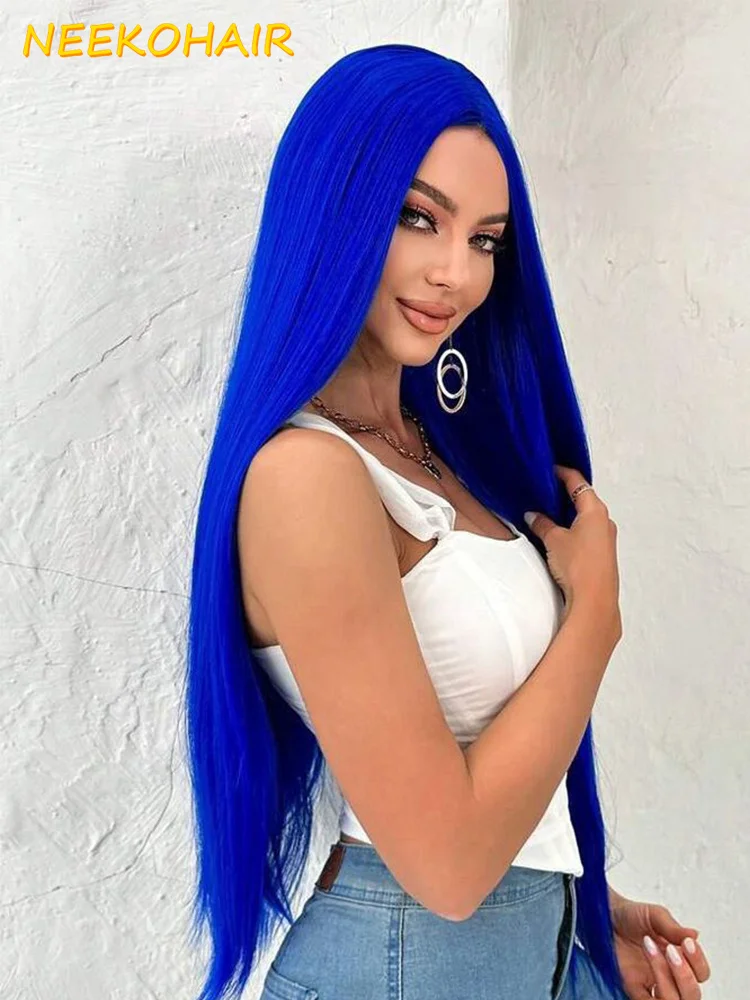 Royal Blue13x6 HD Lace Frontal Human Hair Wig Pink 13x4 Transparent Lace Front Or 4x4 Closure Colored Wigs For Women Pre Plucked