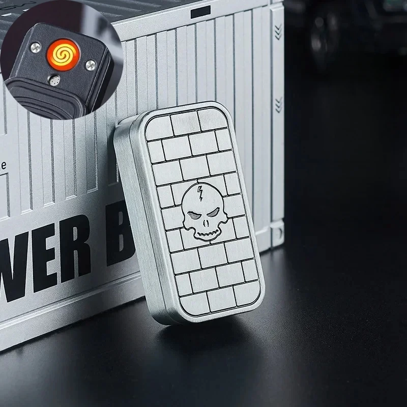 

Creative Magnetic Block Cigarette Lighter Intelligent Gas Flu Should Blow and Ignite USB Charging Tungsten Wire Electric Lighter