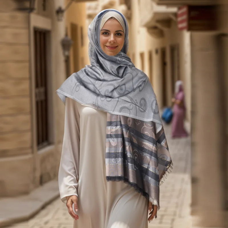 

180*70cmWomen's Striped Scarf | Islamic Headscarf | Multi-Functional Sun Protection Shawl