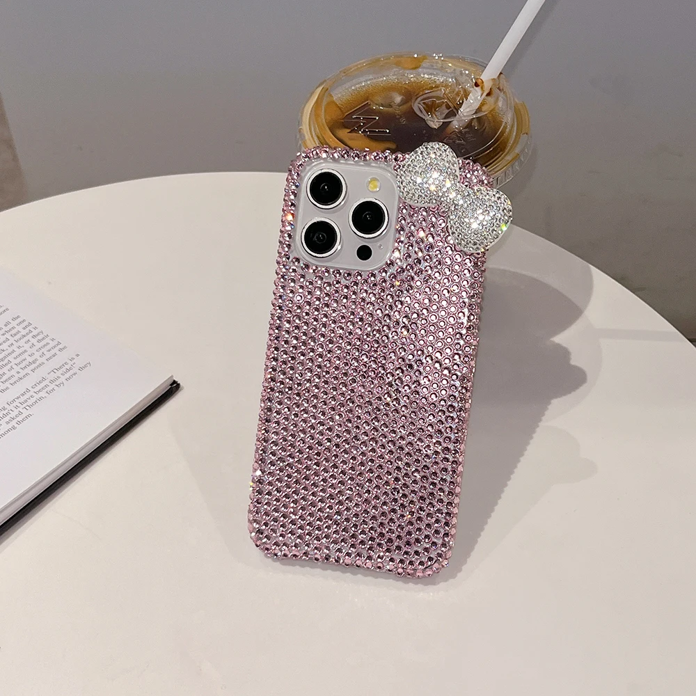3D Glitzer Schleife Diamant Kristall Handyhülle für iPhone 13 12 15 14 16 Plus 17Pro 18 Pro Max Air 11 Stoßfeste Bling Schutzhülle – Detail 10