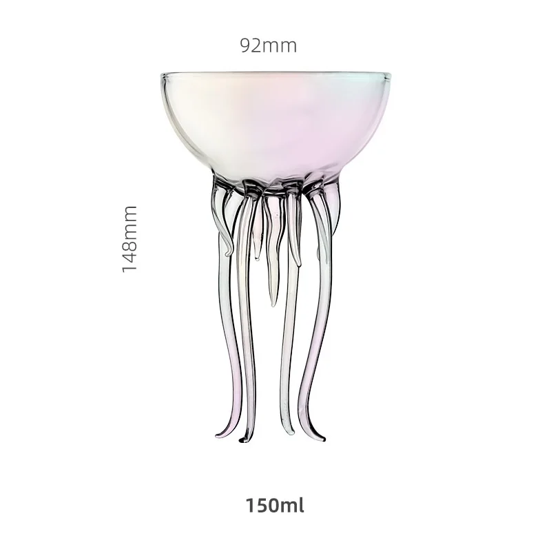 150ml 5oz Creative Cocktail Glasses Cup Bar Tools medusa Octupus Shape Clear Rainbow Glass Cup Drinkware Drinking Cup 1 pezzo