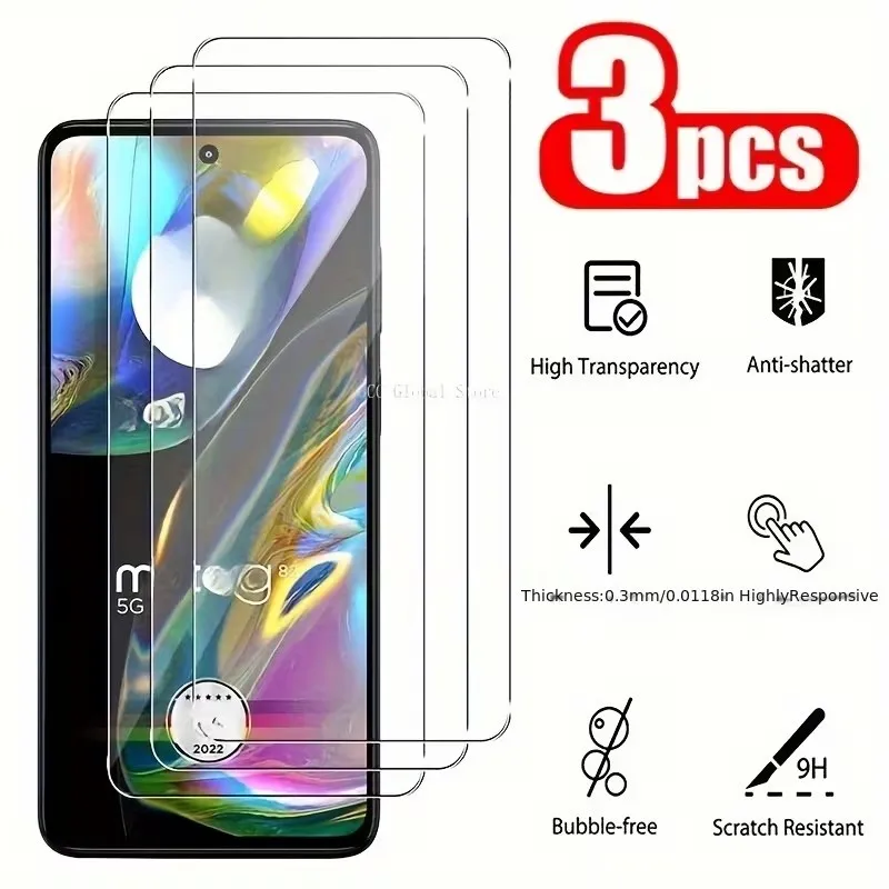 

3Pcs For Motorola Moto G55 5G Tempered Glass For Moto G75 G35 G15 G05 5G Full Cover Screen Protector For G55 Film
