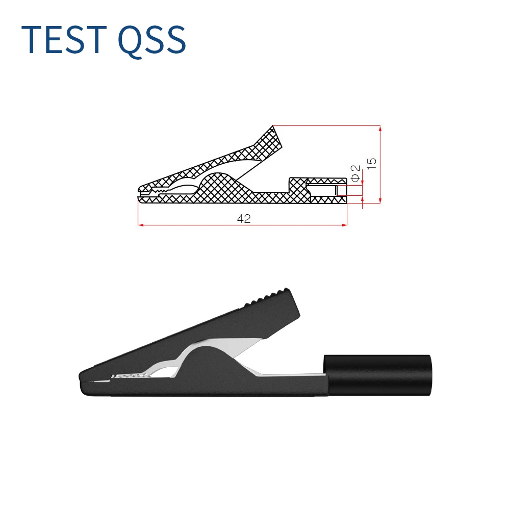 Qss 5pcs Krokodil klemmen mit 2mm Sockel Isolierung Metall Krokodil klemme Test zubehör für Multimeter q.60028