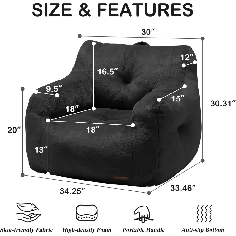 كرسي كيس فول Hobestluk للكبار كراسي كيس فول صغيرة مع أذرع كرسي كيس القماش فروي مع حشو رغوة محشوة أريكة بنمط حقيبة الفول fo #2