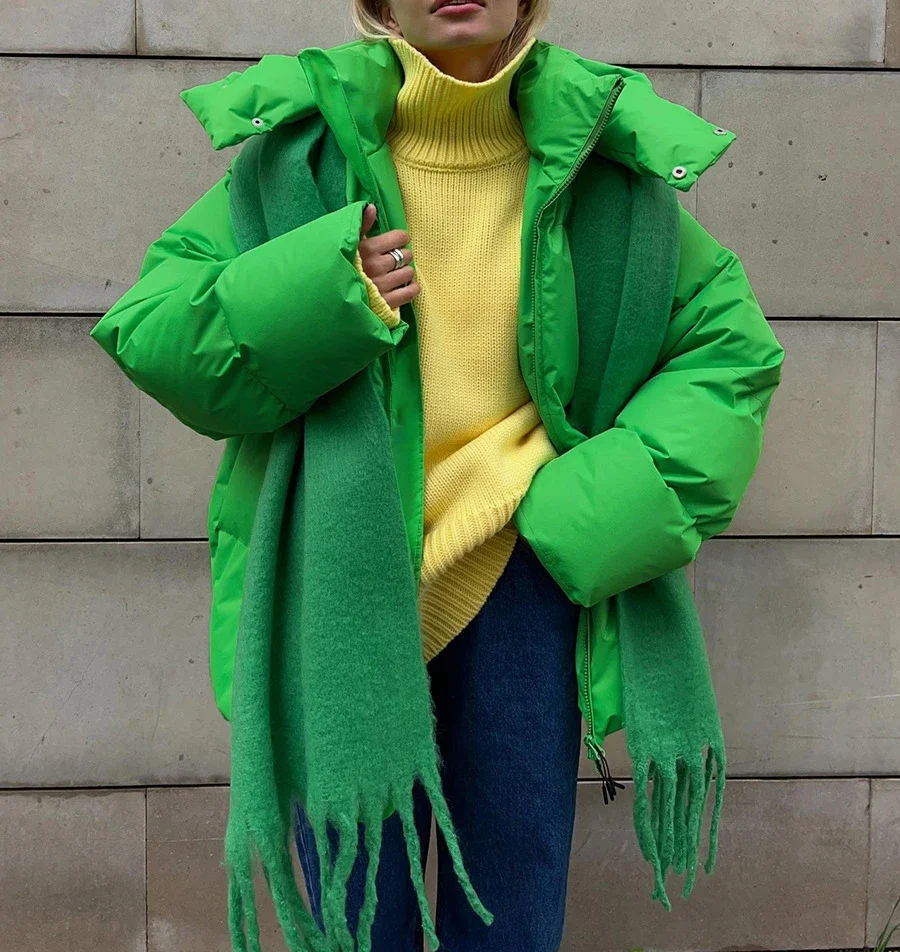 

2025 New Winter Parka Coat Detachable Hood Down Jacket Women Loose Casual Stand Neck Thickened Outerwear For Autumn