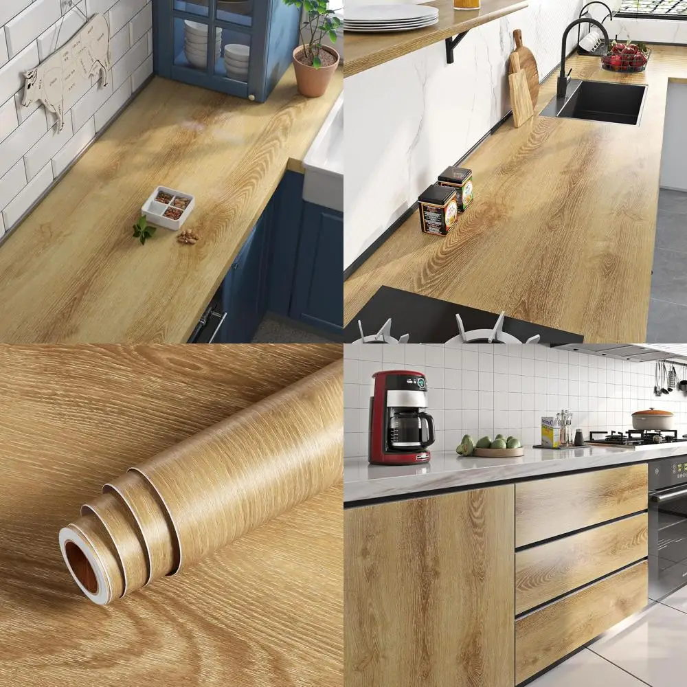 

Водонепроницаемая виниловая пленка под дуб 36x197 см для столешниц и облицовки шкафов