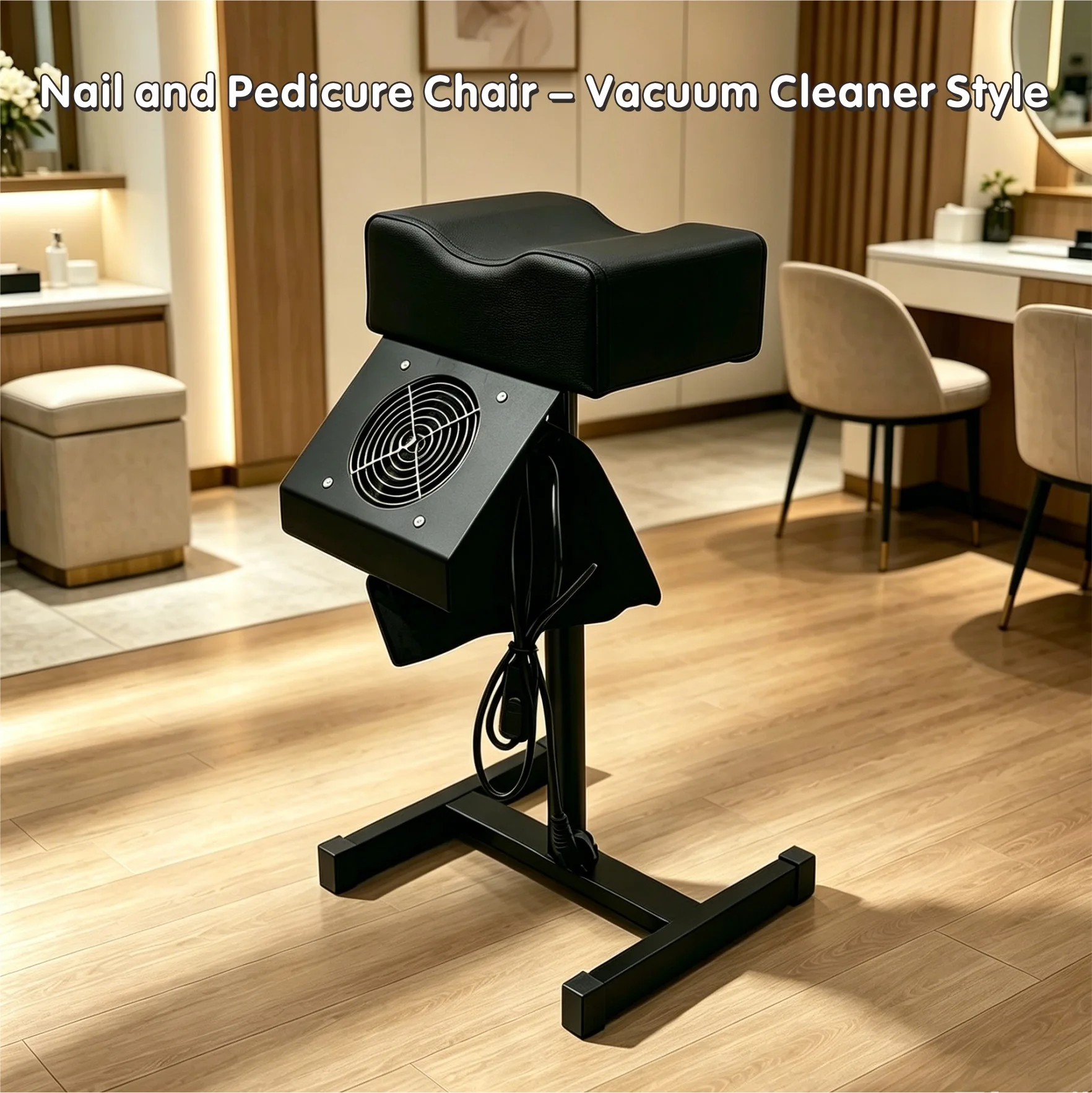 Foot Care Stool with Vacuum Cleaner, Adjustable and Portable Manicure Chair, Portable Manicure Stool