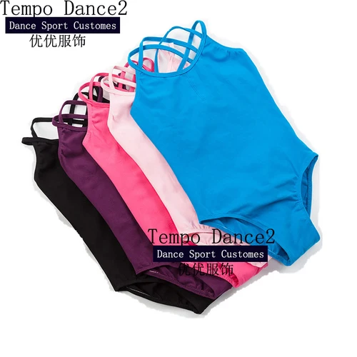Imagen 1 del producto Leotardos de Ballet de baile de algodón Sofe de 5 colores de alta calidad para niñas Ropa de baile de Ballet leotardo de gimnasia vestido de dos correas
