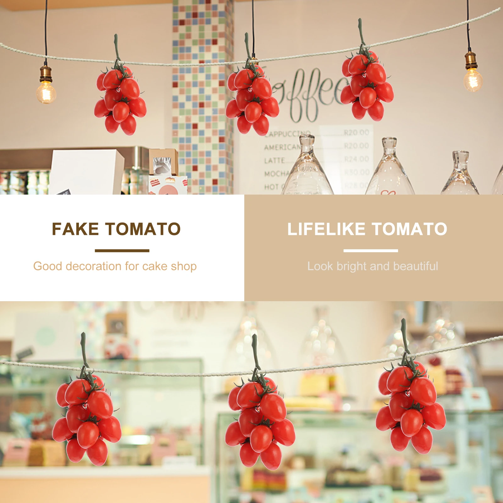 

16 Heads Artificial Cherry Tomatoes Decor Realistic Red Fake Fruits Home Party Holidays Photography Needs Lifelike Tomato