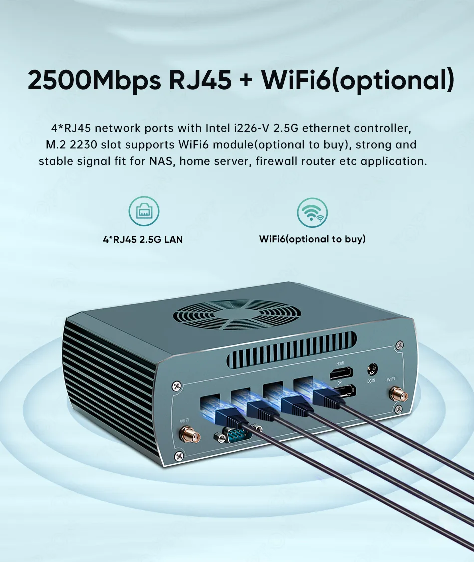 Topton Metal AMD Firewall Mini PC Ryzen 5 8645HS 7640HS 7535U 4x 2.5G LAN 2xNVMe DB9 COM Industrial NAS Computer PfSense Proxmox