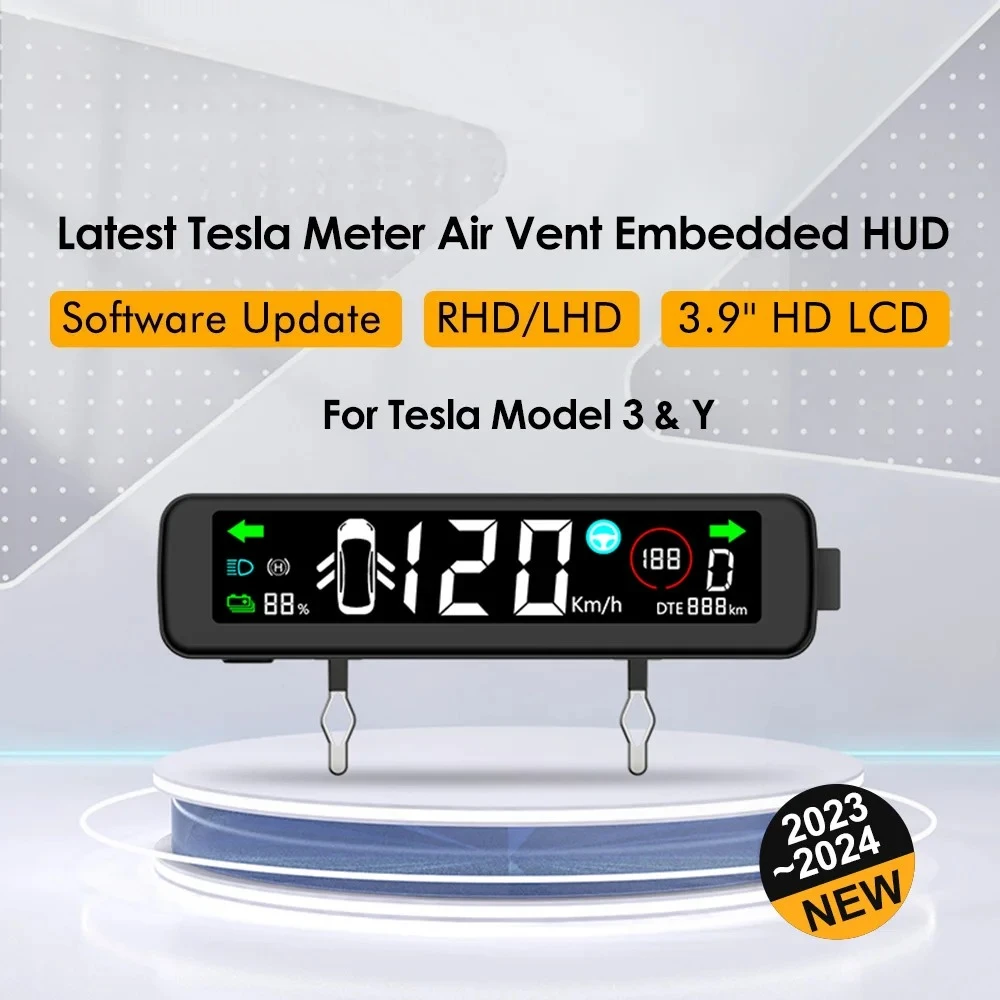 3,9 inch Head-up Display HUD-meter Waterdicht Real-time weergave Originele autodatum voor Model 3-accessoires Model Y