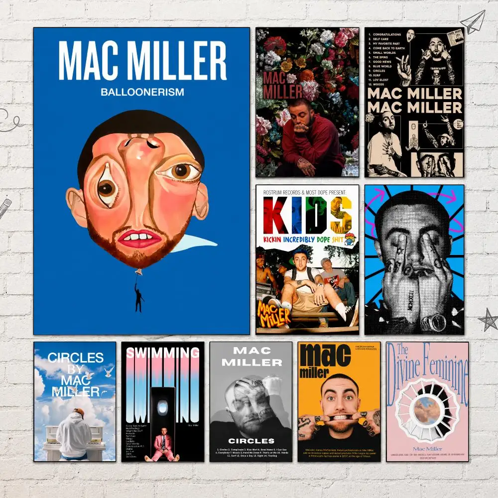 Rapper M-Mac Miller Poster PP Self-Adhesive Waterproof Wall Decor for Bedroom,Living Room,Dorm,Bar Aesthetic Decor Gift