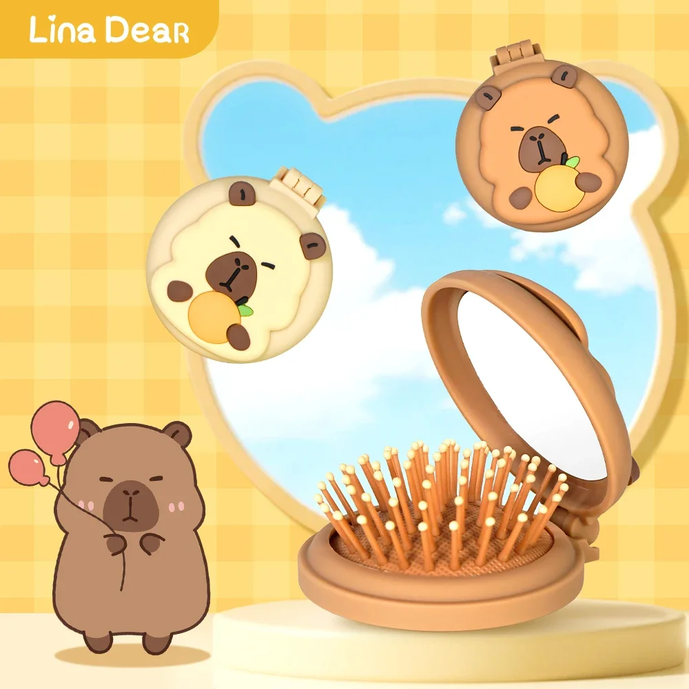 

1PC Capybara Mini Folding Detangler Hairbrush Kapibala Travel Portable Massage Hair Brush Anti-Static Comb Hair Styling Tool