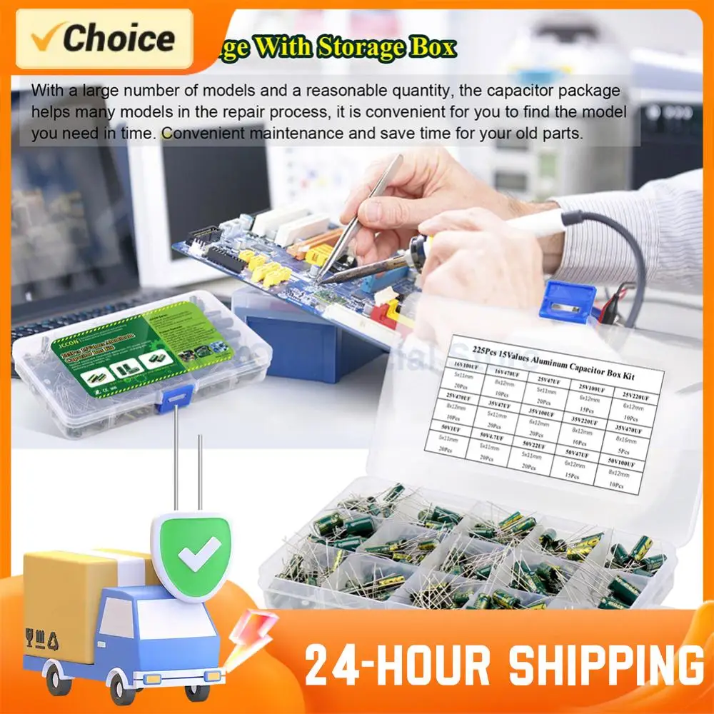 

Набор алюминиевых электролитических конденсаторов с низким сопротивлением (ESR) и высокой частотой, в коробке для хранения