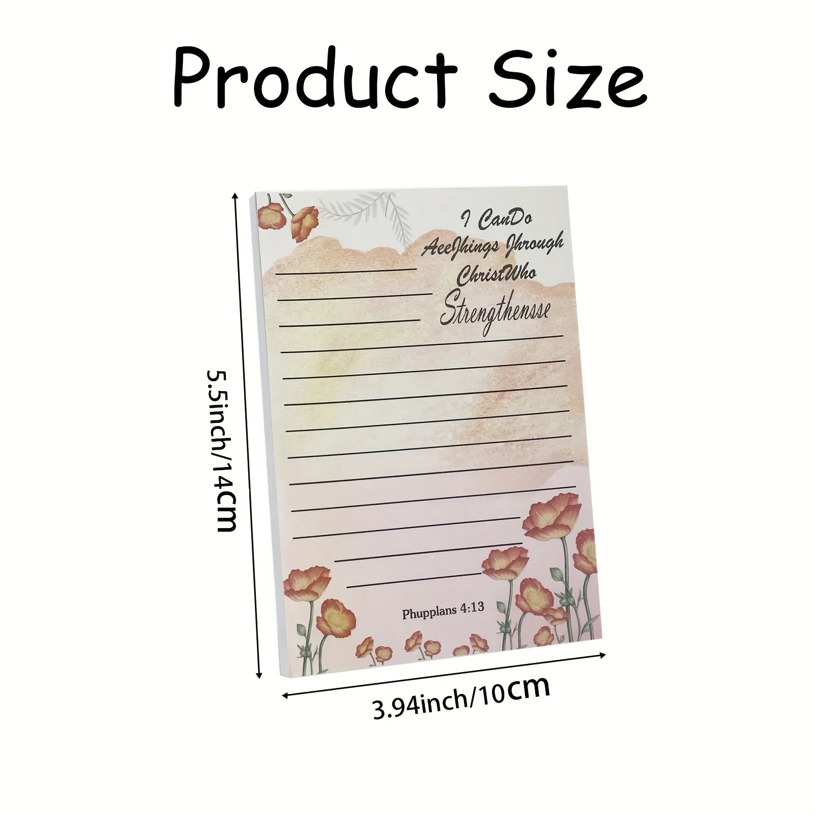 6 Styles Watercolor Floral Christian Bible Verse Notepads, Pastel Gradient Lined Scripture Note Pads, Religious Inspirational Writing Memo Pads for Church Journaling Daily Prayer Office Stationery