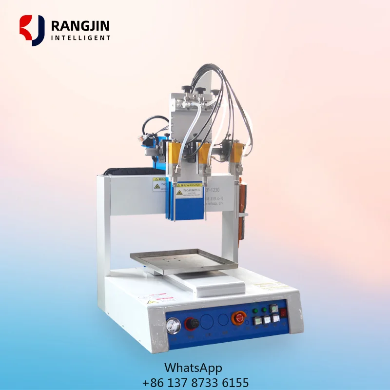 Rangjin 3 Axis High Efficiency High Precision Automatic Glue Dispenser Desktop Mobile Phone Yellow AB Glue Dispensing Machine 1