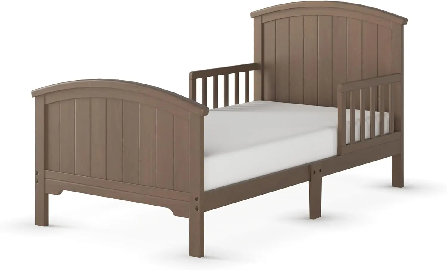 Hampton Arch Top Toddler Bed, Pinewood, Low Design, Guard Rails, Dusty Heather