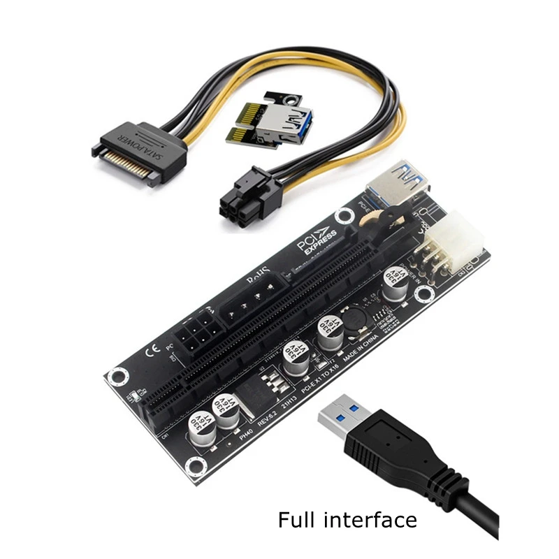 

PCI-E Riser Card PCI Express X1 To X16 Graphics Card Expansion Adapter Card SATA 6Pin Power PCIe 1x 16x for Mining Bitcoin Miner