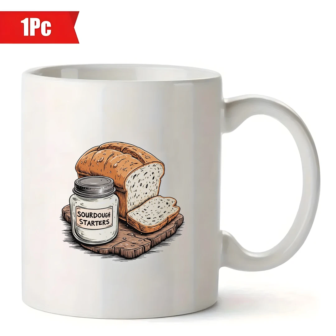 كوب الخبز الحامض المرسوم يدويًا، 11 أونصة، كوب مكتب إبداعي منزلي، اختيار هدية عيد الميلاد