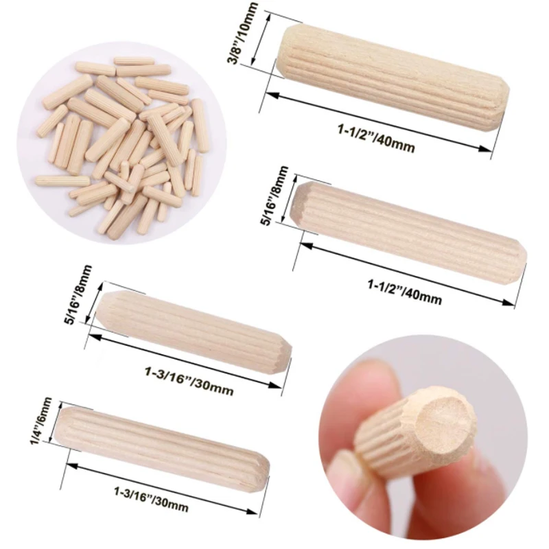 100-300pcs wooden dowel cabinet drawer round groove wood craft dowel rod set furniture accessories wooden dowel