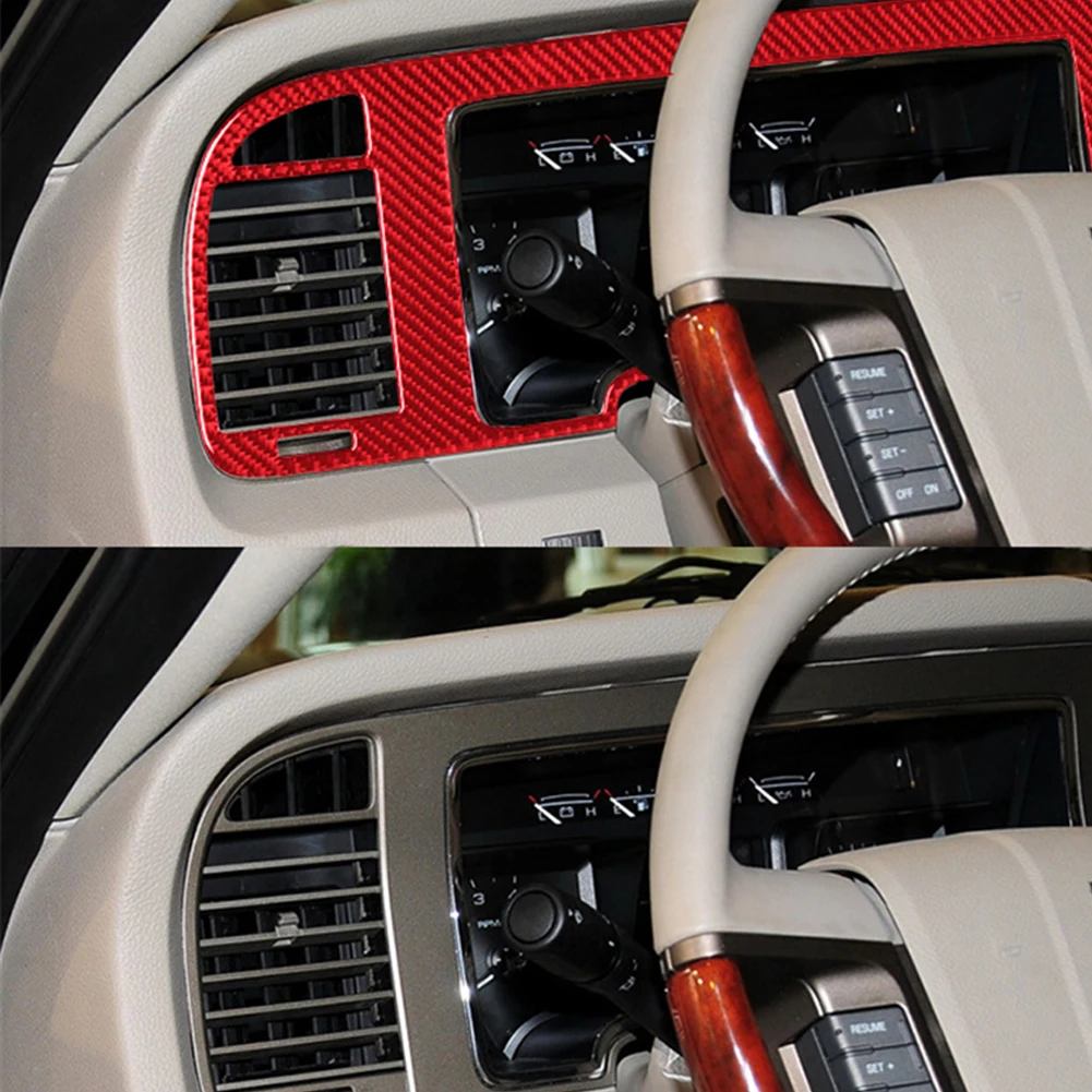 

For Lincoln Navigator 2007-2014 New Red Carbon Fiber Stickers Car Interior Decorative Accessories
