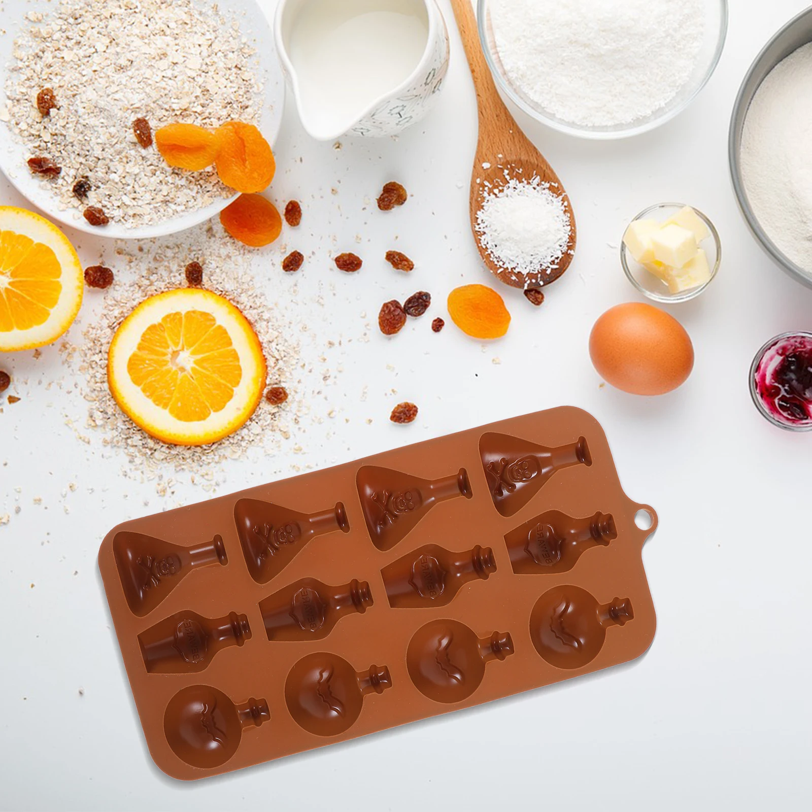 

3 Pcs Bottle Mold Silicone Baking Candy Chocolate Halloween Molds Supplies For Adult Creative Design Flexible Kitchen Bar