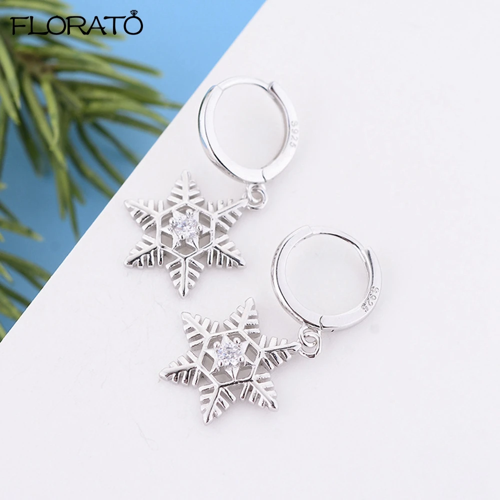 Pendientes de Navidad rojos de moda, pendientes colgantes de árbol de Navidad/copo de nieve con aguja de Plata de Ley 925, joyería fina para fiesta, regalo