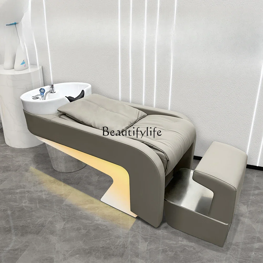 

Lying Half Barber Shop Flushing Bed Thai Hair Salon Ceramic Basin Shampoo Chair