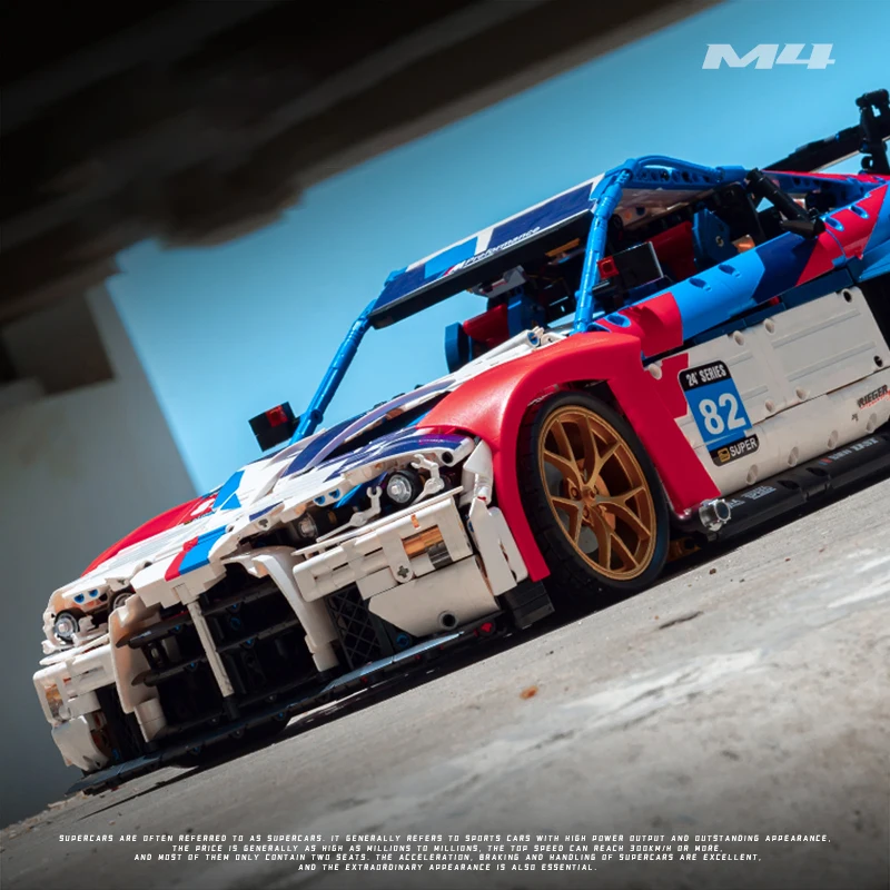 Kalein 1:8 M4 supercar MOC world famous car mechanical group model building blocks high-tech toy set gifts for boys and children