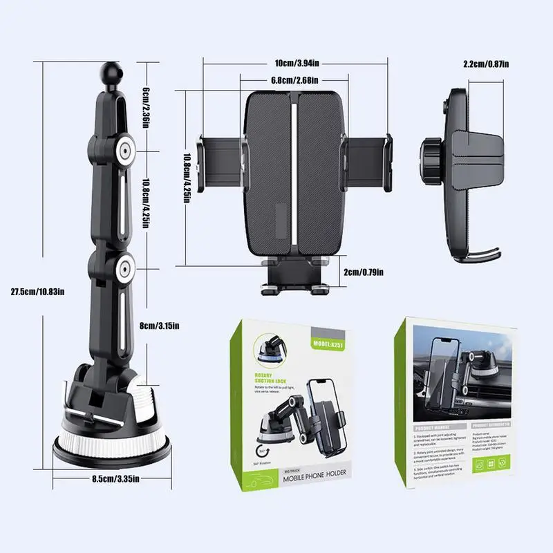 Car Suction Cup Phone Mount Adjustable Auto Navigation Stand Strong Suction Cup Phone Holding Tool For Instrument Panel