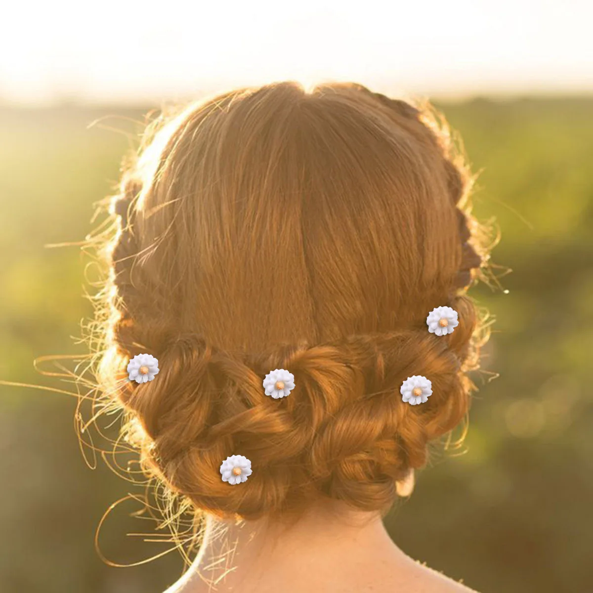 

16Pcs Yellow Daisy Hairpins Resin Flower U Shape Hair Accessories Elegant Hairpins for Wedding Party and Daily Use