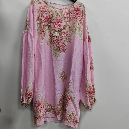 Imagen 2 del producto Camisas de otoño transpirables de manga larga con estampado de flores, camisetas bohemias holgadas con cuello redondo para mujer, blusas informales para vacaciones 2025