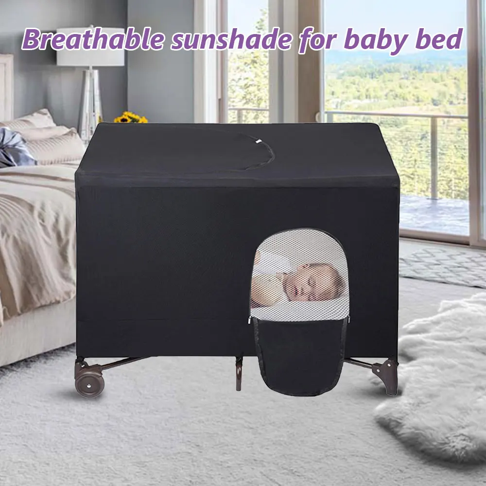 Stretchable Breathable Crib Canopy Cover Portable Baby Bed Blackout Safety Compact Travel Sleeping Bed Tent Sun Shade Curtain