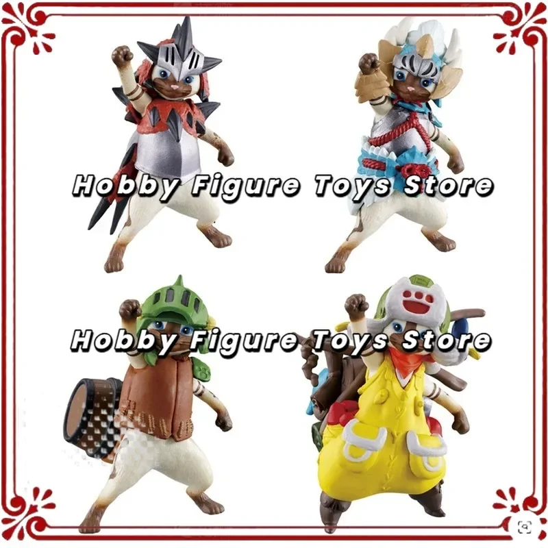 Bandai Original Shokugan Monster Hunter Felyne 6cm Model Kit Action Anime Figure Collectible Decorative Tabletop Ornament Gifts