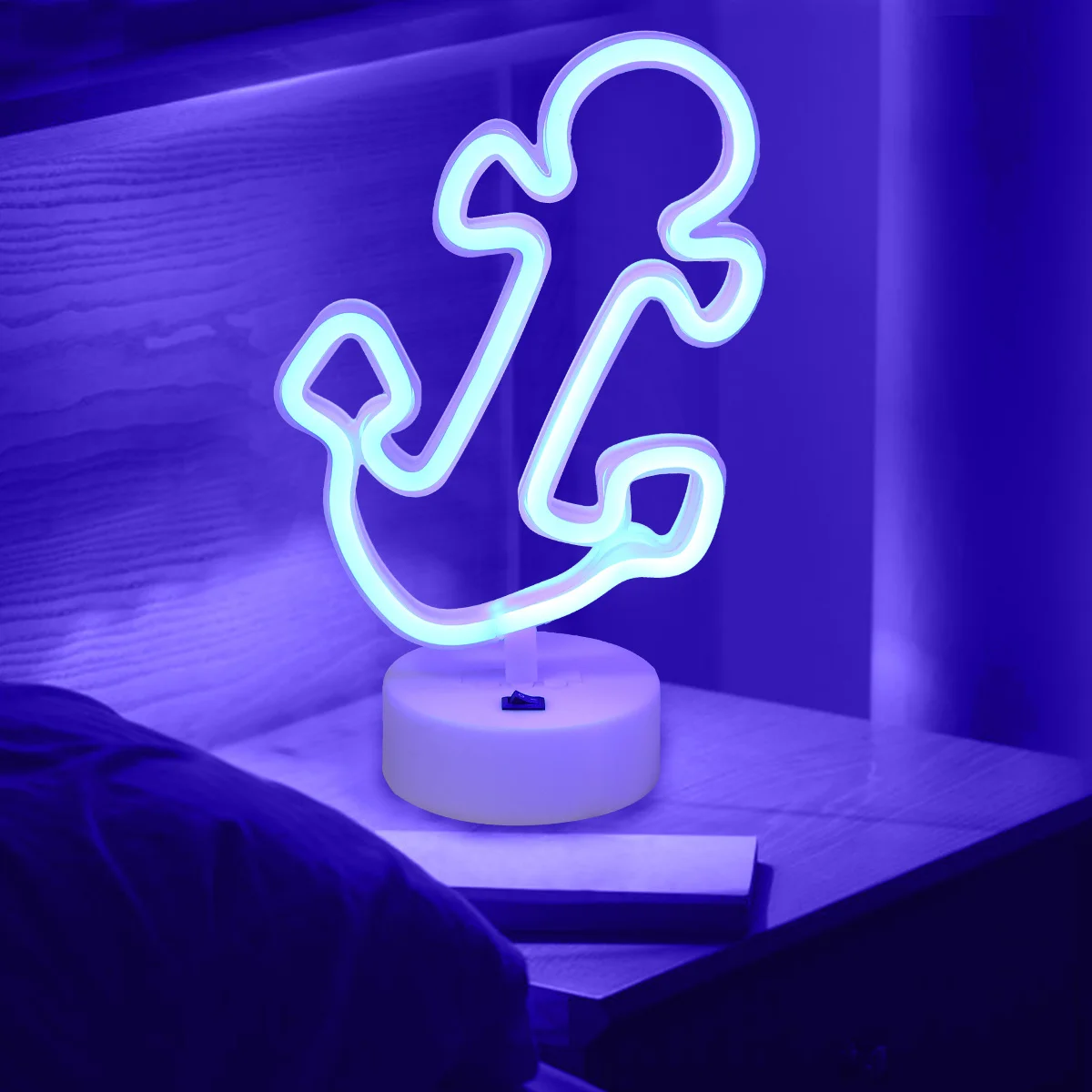 

Led Anchor Neon Lamp Round Base Night Light For Home Party Wall Decor Indoor Outdoor Use, Party Decor Lamp Led Neon