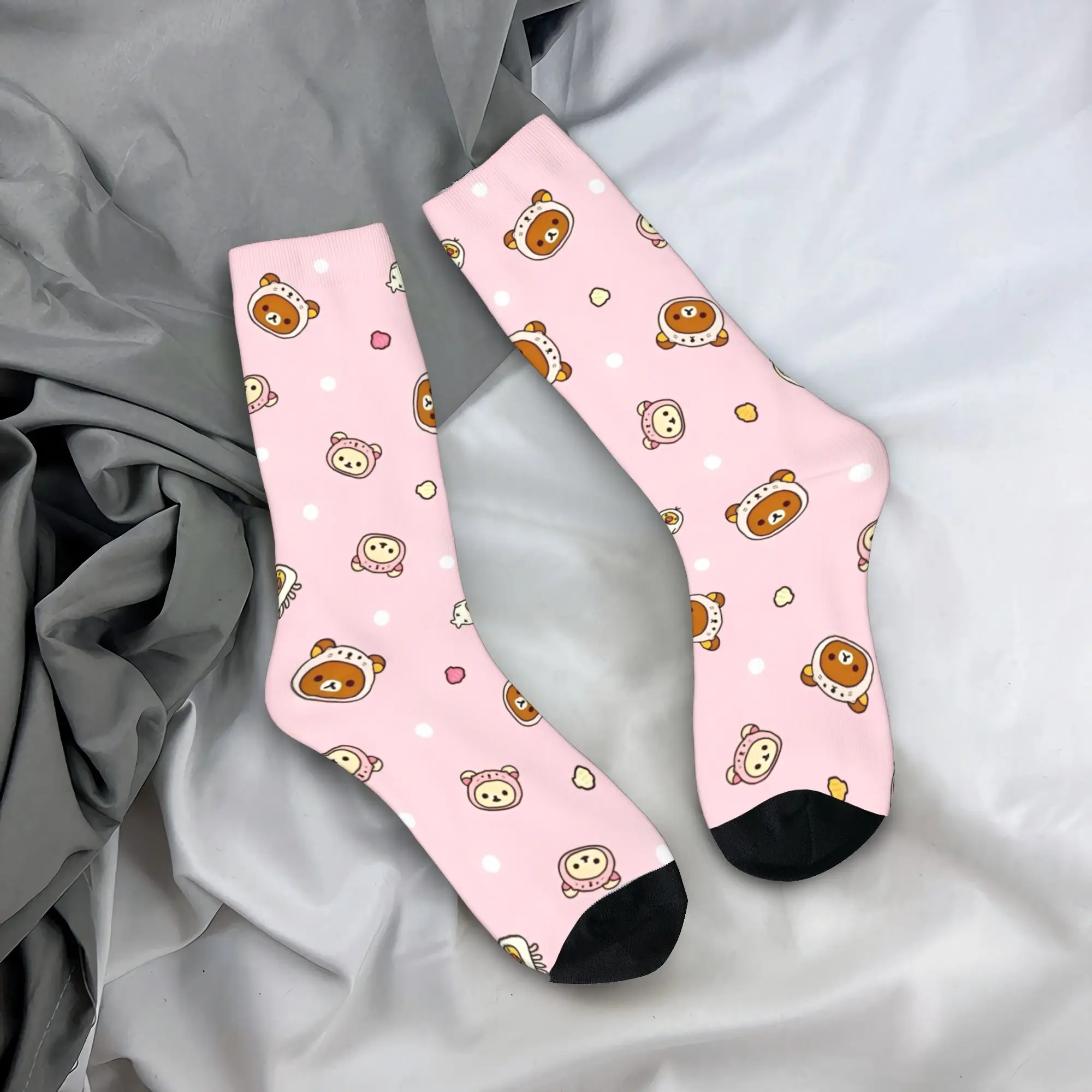 

Cute Rilakkuma Relax Bear Socks Men's Women's Casual Socks High Quality Spring Summer Autumn Winter Middle Tube Socks Gift