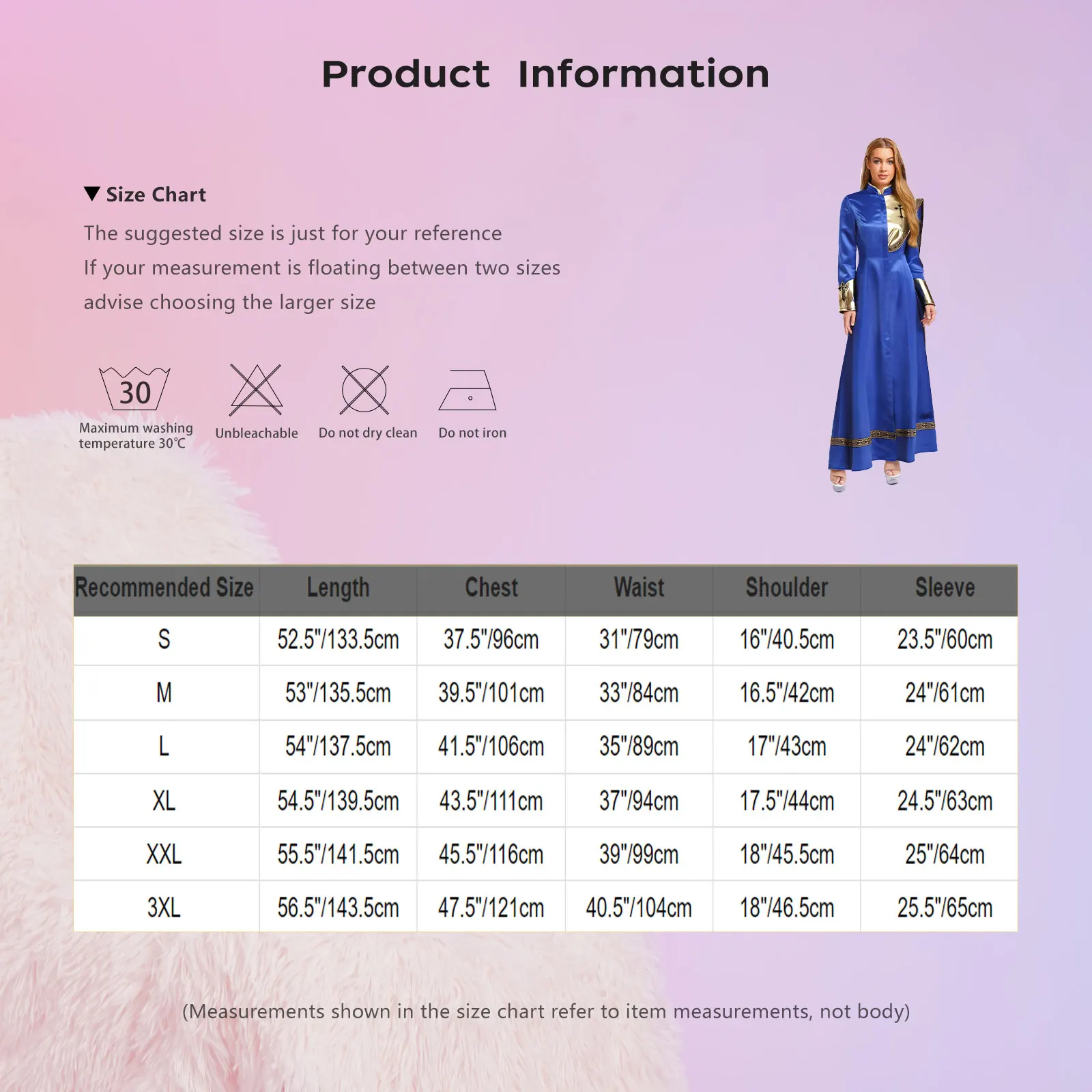 Womens Priest Cleric Cassocks Embroidered Cross Metallic Long Sleeve Back Zipper Long Robe for Halloween Church Clergy Cosplay