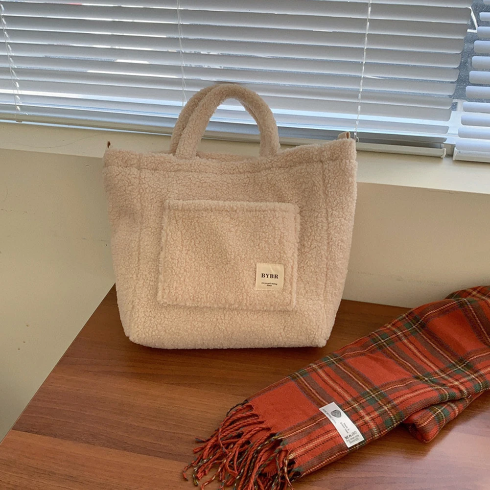 

Winter Women Handbag Soft Plush Shoulder Crossbody Bag Large Capacity Tote Shopping Bag Lamb Down Travel Street Ladies Hand Bag