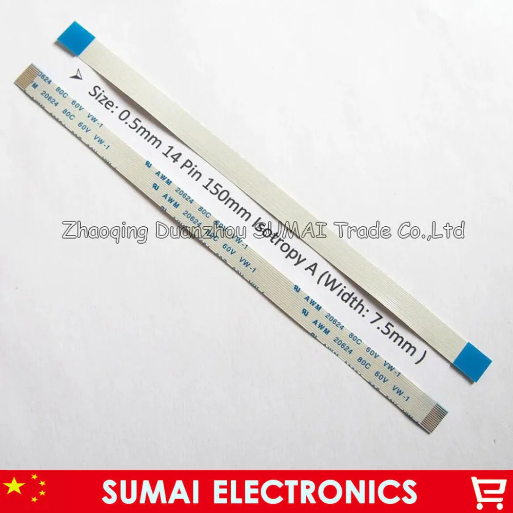 14 Pin FFC FPC Flexible Flat Cable 0.5mm pitch 14Pin 50/100/150/200mm Isotropy A or Anisotropy B cable,20624.80C 60V VW-1