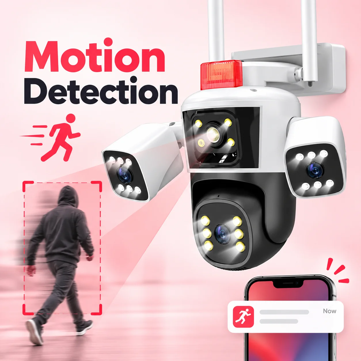 4K, 1500만 화소, 3개의 렌즈, 3개의 화면, - Home Security Flood Lights 리뷰 및 가격