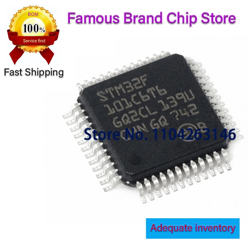 STM32F101C6T6	QFP48 STM32F101C8T6	QFP48 1PCS STM32F101VGT6	LQFP100 STM32F101R8T6	LQFP64l
