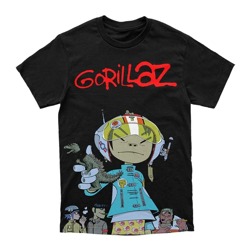 Y2k British Virtual Band Gorillaz Casual High Street Short-sleeved Pure Cotton Printed T-shirt for Europe and America
