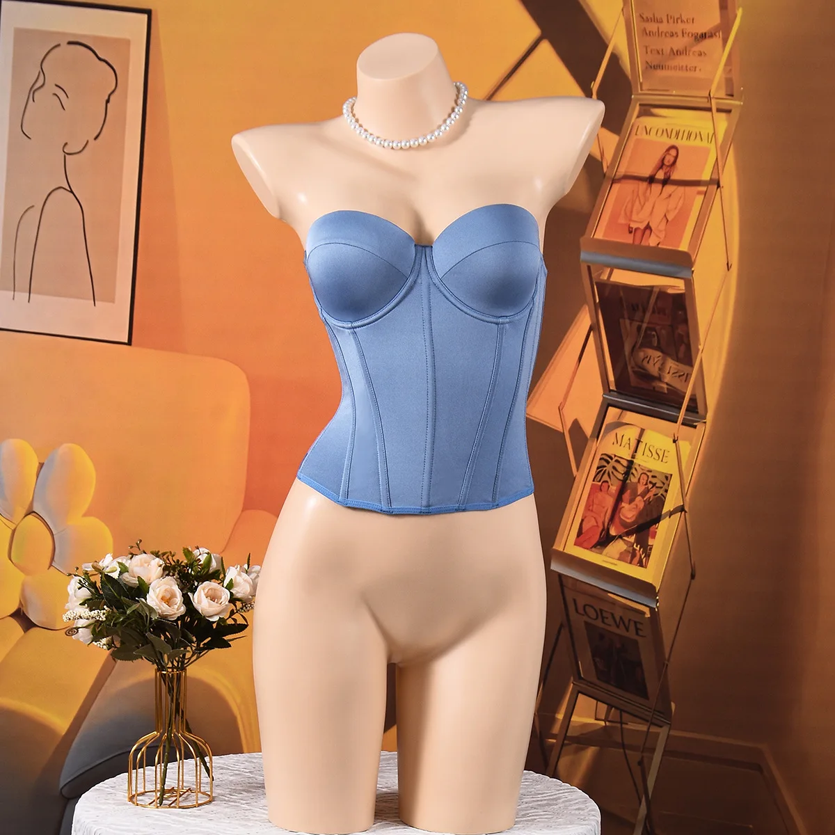 Damen Kurzes Overbust-Korsett-Top Einfarbiges Crop-Top Bauchkontrolle Shapewear Schlankheits-Bodyshaper Stahlknochen-Bustier-Weste – Detail 2