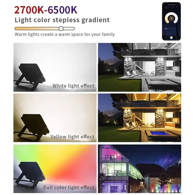 AFOURT-Smart TUYA Wifi 100W RGB Floodlight Bluetooth Connectivity APP Voice Control For Garden Party Outdoor Lighting