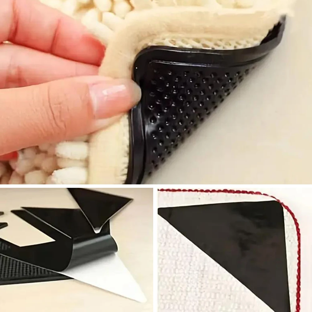 4/8Pcs Triangular Bedroom Carpet Anti-Slip Mat Carpet Anti-Slip Trapezoidal Floor Mat Anti-Slip Fixing Stickers Self-Adhesive Anti-Slip Stickers S003962
