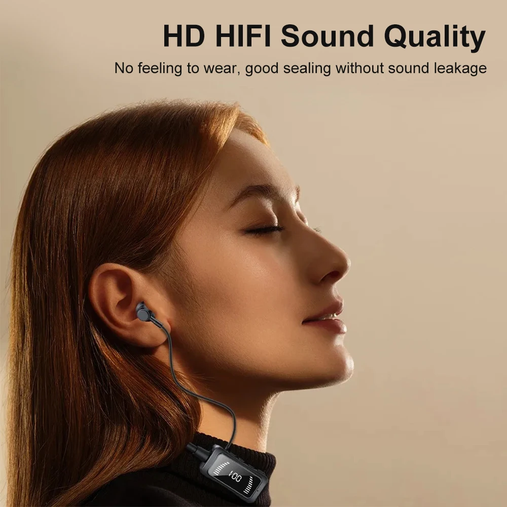 سماعات بلوتوث LED مغناطيسية مزودة بتقنية البلوتوث 5.3 سماعات بشريط حول الرقبة HiFi Sound سماعات أذن رياضية مع ميكروفون وبطاقة TF