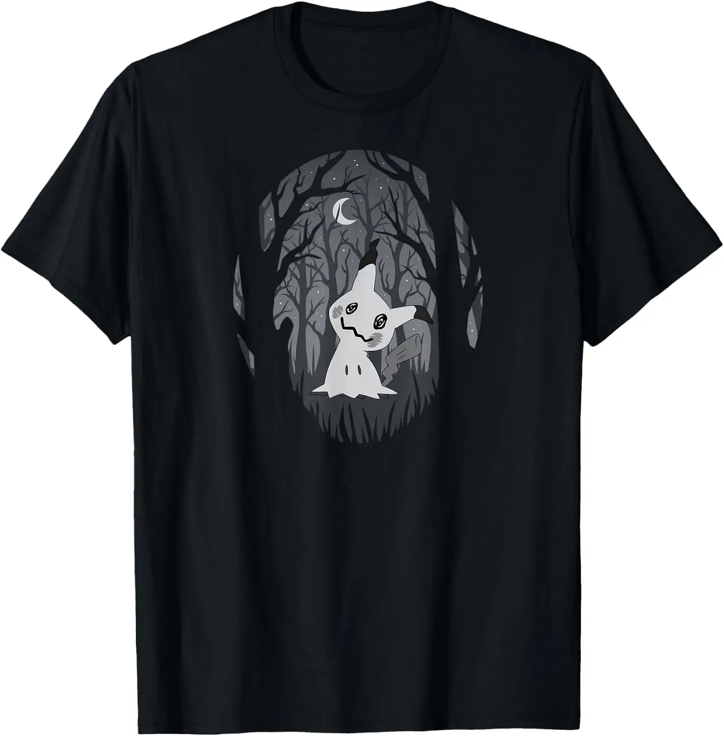 Ghost Fairy Type Dark Spooky Forest T-Shirt Men Halloween Festival Printed Graphic Tee, Casual Crew Neck Short Sleeve Spooky Gothic T‑Shirt for Holiday Party and Halloween Gift for Men.